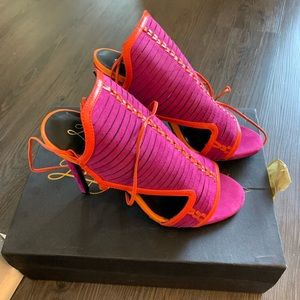 Fuschia High heel Lace up sandal